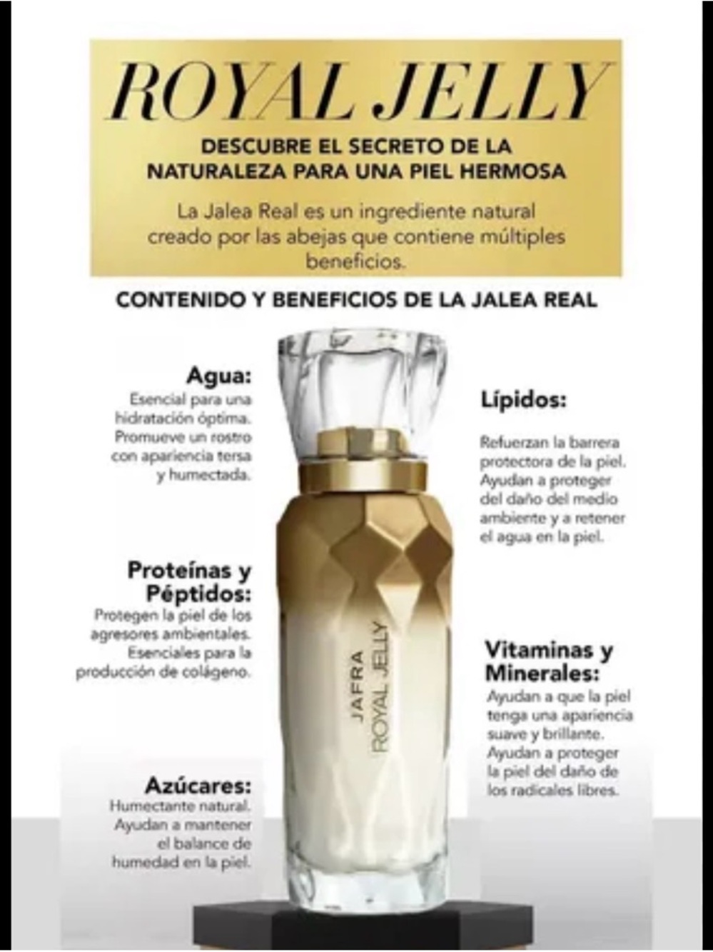 JAFRA Royal Jelly Serum Bottle in Gold and Cream